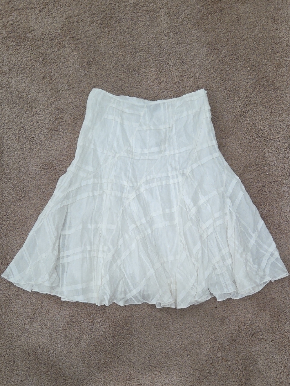 Ralph Lauren Black Label White Ramie Geometric Panel Patchwork Lined Skirt Sz 4